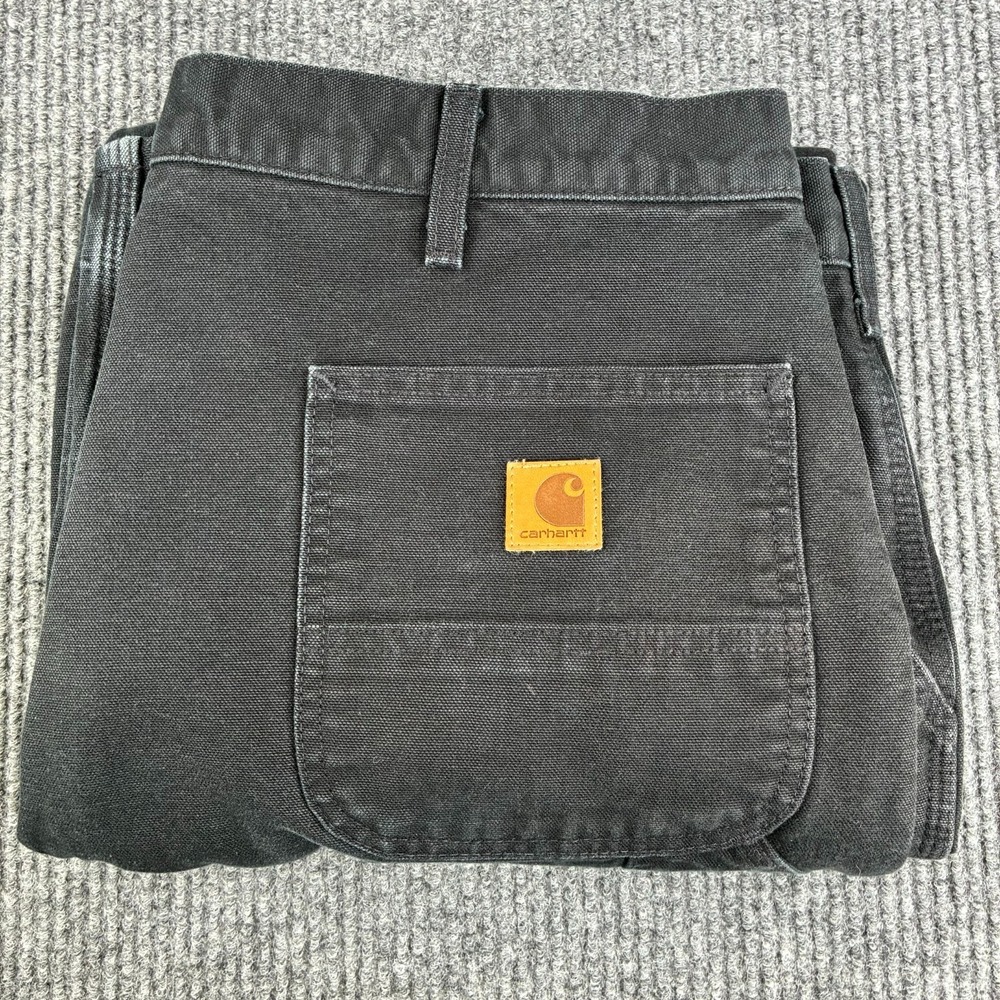 Carhartt Jeans Men's 40x30 Black Flannel Lined Relaxed Fit Workwear B111